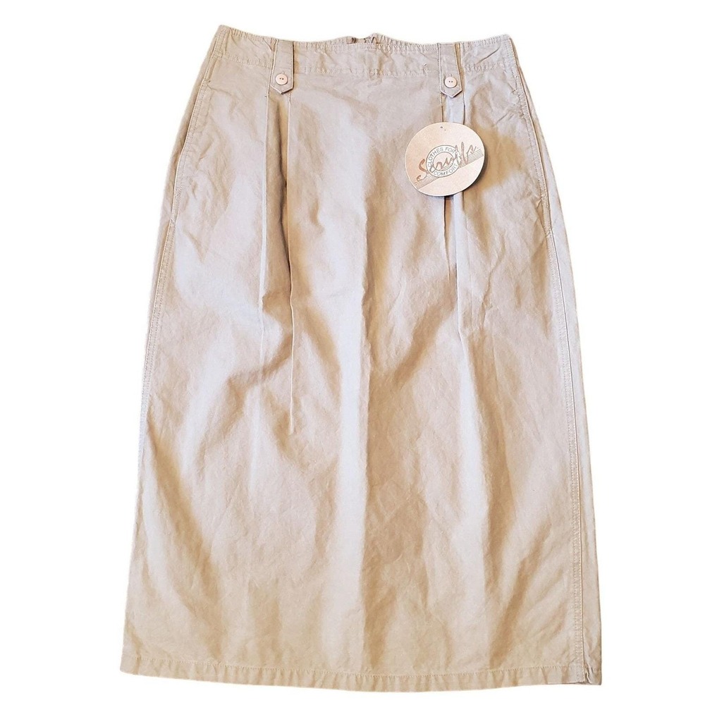 Woolrich 14 Tan Cotton Maxi Skirt High‎ Waist Back Slit Modest Vintage Earthy